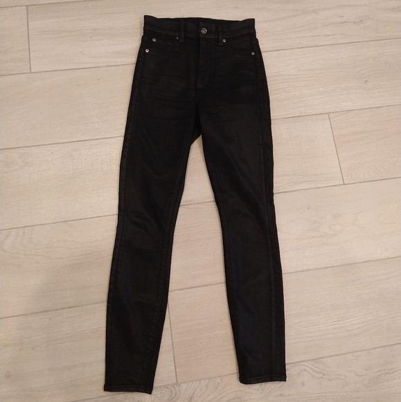 7 For All Mankind THE SKINNY COATED SLIM ILLUSION BLACK PANTS - Picture 5 of 10